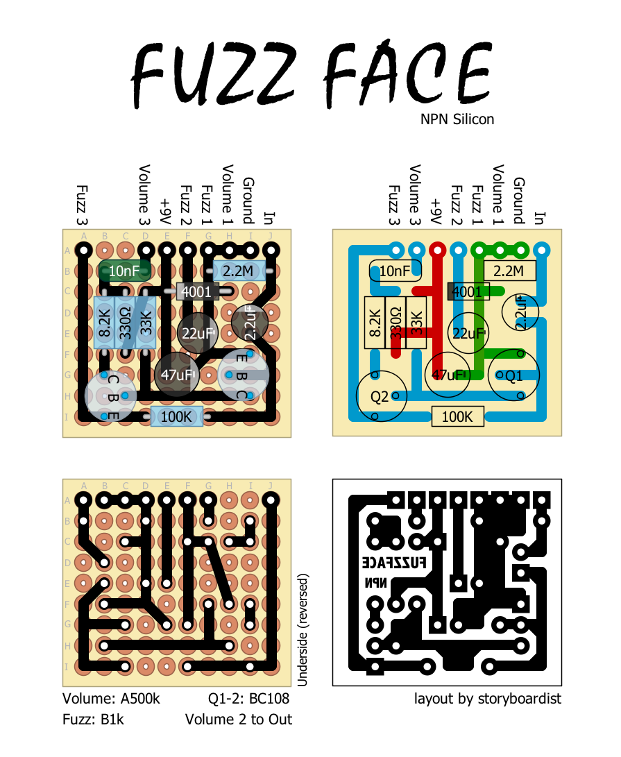 Perf and PCB Effects Layouts: NPN Fuzz Face